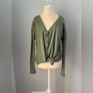 Wild Fable Waffle Knit Button Front Tie Up Shirt